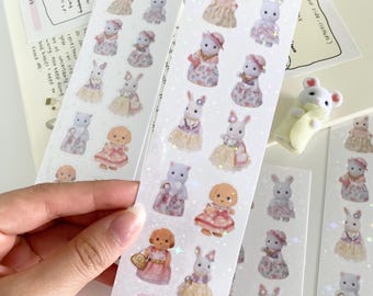 Coquette Animal Sticker Sheet: Planner Sticker, Journaling, Penpal, Deco, Korean Stationery, Gifts for her, Kawaii