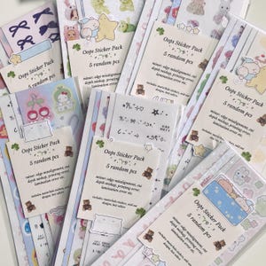 5stk B-grade Stickerbogen Oops Pack | Niedliche Aufkleber, Deko, Schreibwaren, Journaling, Planer, Penpal