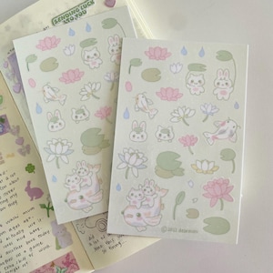 Cottagecore Lily Pond Aufkleber Bogen | Niedliche Aufkleber, Deko, Schreibwaren, Journaling, Planer, Penpal