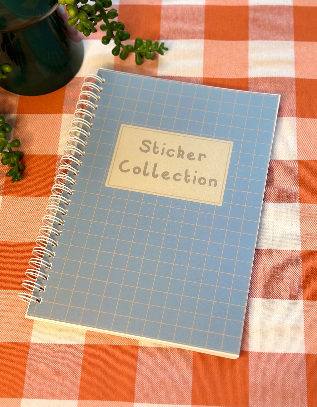 Blue Grid Patterned Sticker Book - Etsy