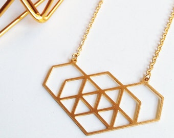 Geo Hex I, Necklace in Gold