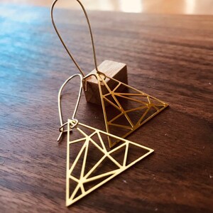 Triangulate, Earrings in Brass image 1