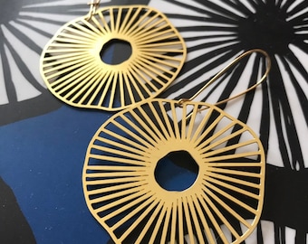 Radial Bloom Earrings, Brass