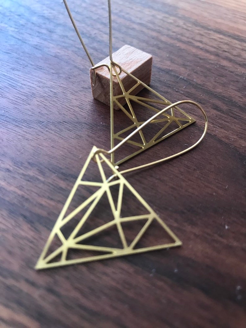 Triangulate, Earrings in Brass image 2