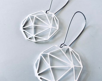Icosahedron, Earrings in Silver