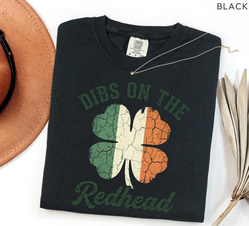Comfort Colors Dibs On The Redhead Shirt Irish Shamrock Flag Tee St Patrick’s Day Vintage Irish Pride Shirt image 4