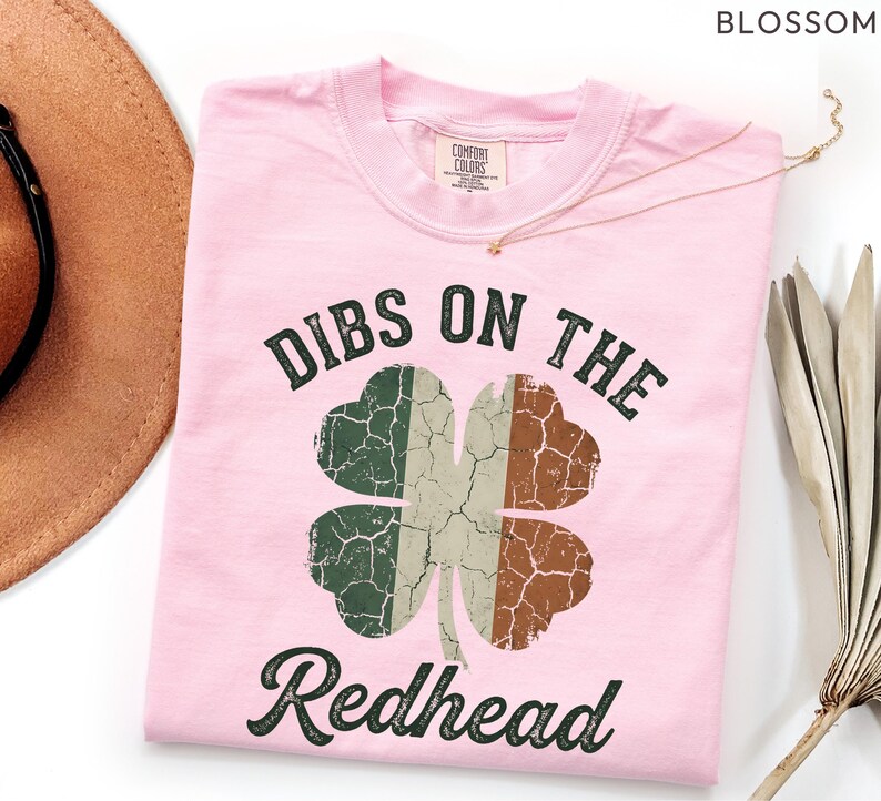 Comfort Colors Dibs On The Redhead Shirt Irish Shamrock Flag Tee St Patrick’s Day Vintage Irish Pride Shirt image 2