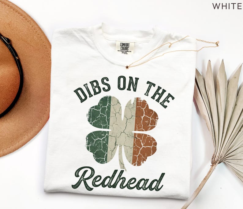 Comfort Colors Dibs On The Redhead Shirt Irish Shamrock Flag Tee St Patrick’s Day Vintage Irish Pride Shirt image 3