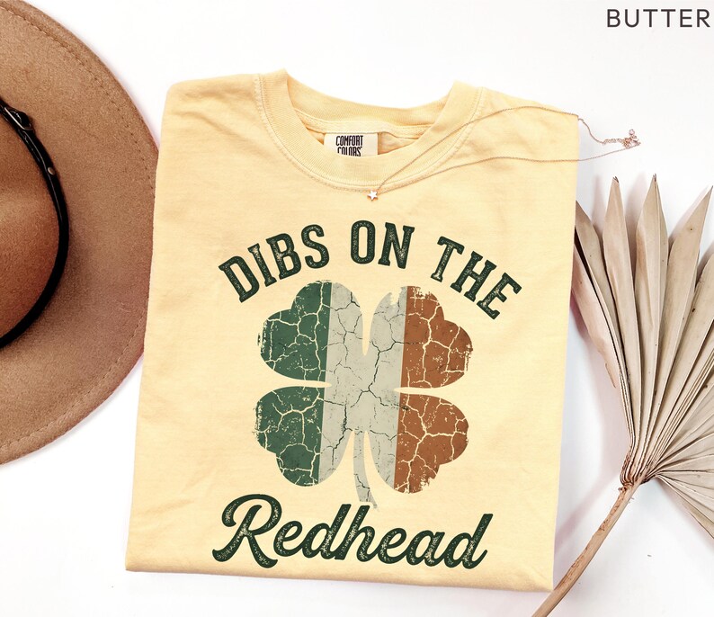 Comfort Colors Dibs On The Redhead Shirt Irish Shamrock Flag Tee St Patrick’s Day Vintage Irish Pride Shirt image 5