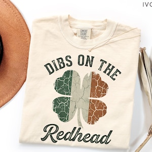 Comfort Colors Dibs On The Redhead Shirt Irish Shamrock Flag Tee St Patrick’s Day Vintage Irish Pride Shirt image 1