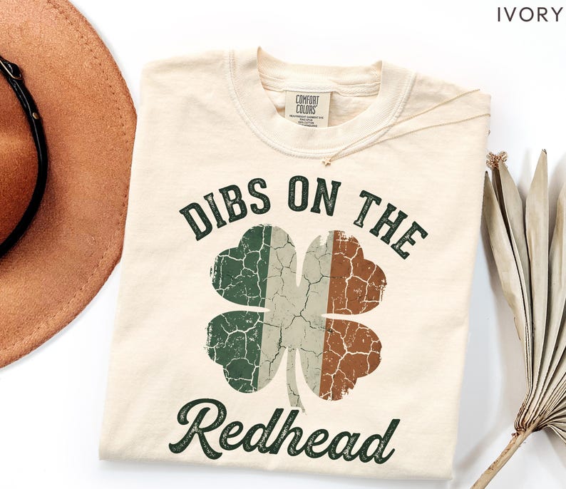 Comfort Colors Dibs On The Redhead Shirt Irish Shamrock Flag Tee St Patrick’s Day Vintage Irish Pride Shirt image 1