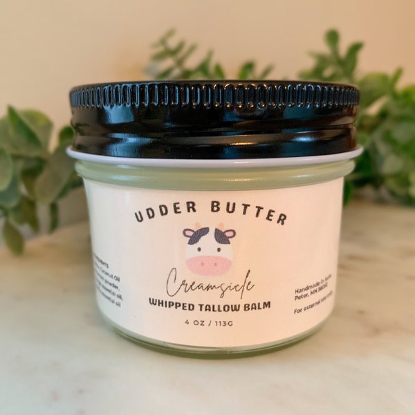 Tallow Balm, Orange & Vanilla Whipped Tallow and Coconut Oil