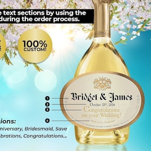 Custom Ruinart Champagne Label, Personalized Champagne Liquor Label, Bridesmaid Champagne, Engagement Gift, Wedding Gift, Birthday Gift.