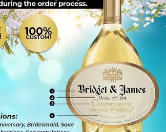 Custom Ruinart Champagne Label, Personalized Champagne Liquor Label, Bridesmaid Champagne, Engagement Gift, Wedding Gift, Birthday Gift.