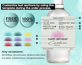 Custom Casamigos Label, Personalized Liquor Label, Bridesmaid gift, Engagement Gift, Wedding Gift, Birthday Gift, Bachelor, Bachelorette.