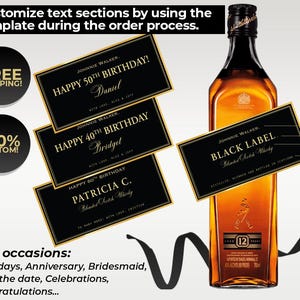 Custom Black Label, Personalized Johnnie Walker Liquor Label, groomsmen or best man proposal, Engagement, Wedding Gift, Birthday Gift.