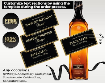 Custom Black Label, Personalized Johnnie Walker Liquor Label, groomsmen or best man proposal, Engagement, Wedding Gift, Birthday Gift.