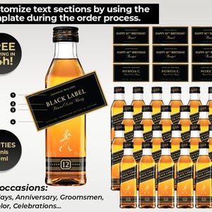 Custom Minis 50ml Black Label, Personalized Johnnie Walker Liquor Label, groomsmen or best man proposal, Wedding Gift, Birthday Gift.