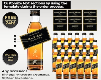 Custom Minis 50ml Black Label, Personalized Johnnie Walker Liquor Label, groomsmen or best man proposal, Wedding Gift, Birthday Gift.