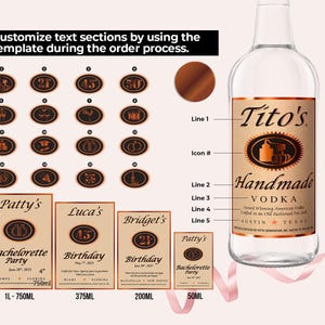 Custom Tito&#39;s Vodka Label, Personalized Liquor Label, Bridesmaid gift, Engagement, Wedding Gift, Birthday Gift.