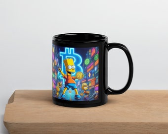 Taza negra brillante Bart Simpson