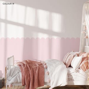 Scalloped Wall Panels, Half Wall Nursery Stickers, Baby Kids Room Décor Decals, Peel Stick Removable Bedroom Stickers, Boho