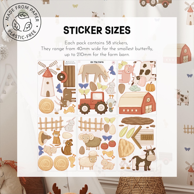 Farm Animals Wall Decals: Tractor Nursery Decor, Removable Stickers image 2