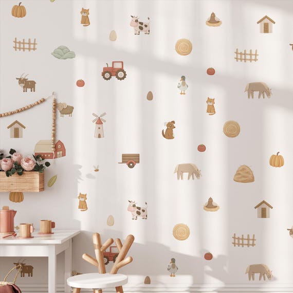 Farm Animals Wall Decals: Tractor Nursery Decor, Removable Stickers