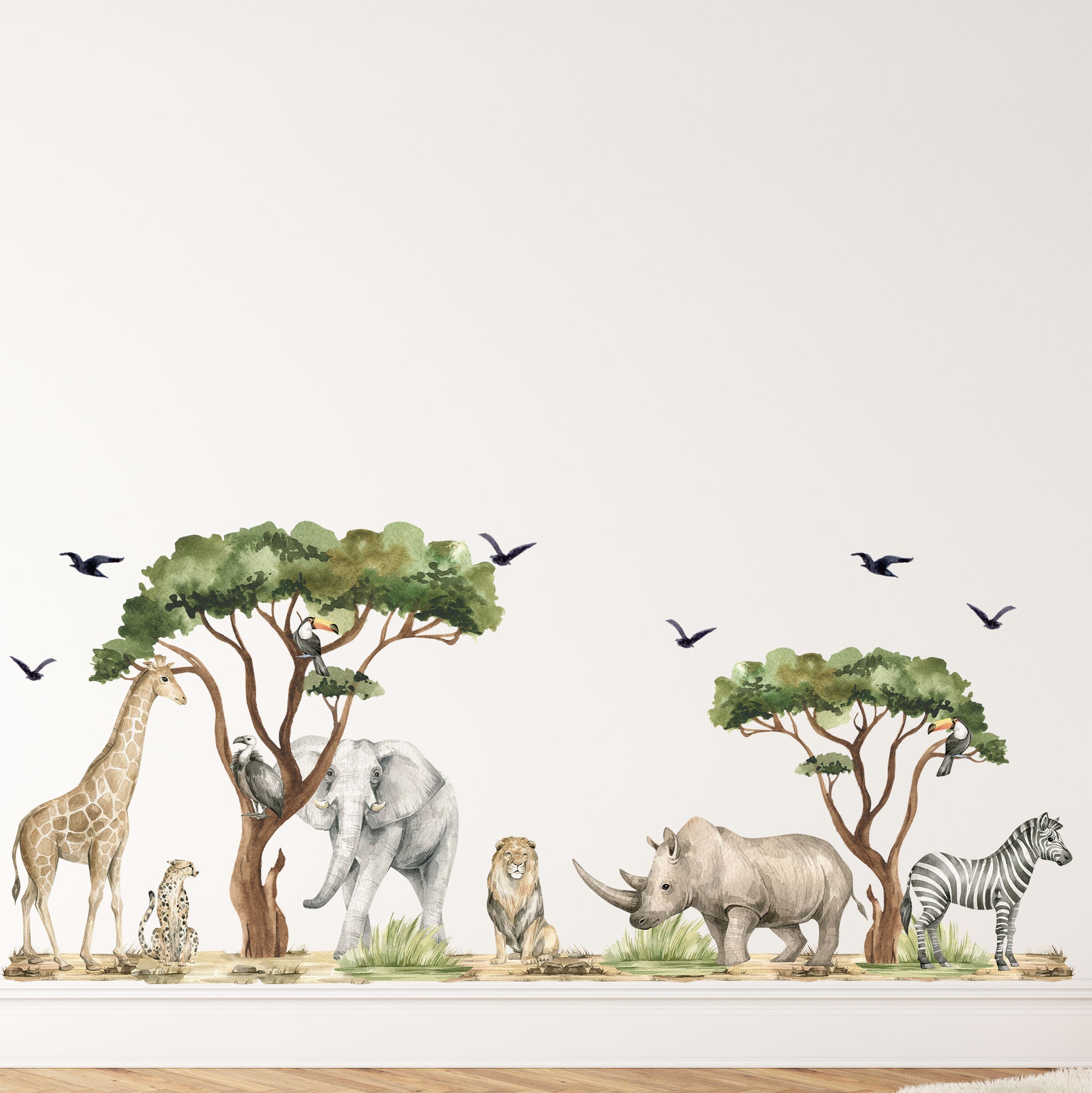 Watercolor Safari Animals Wall Decals: Peel & Stick Nursery Decor - Etsy
