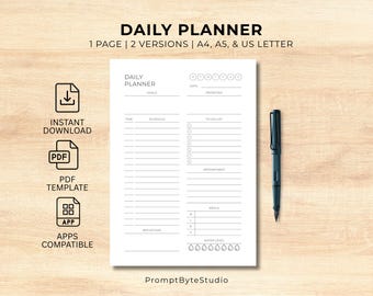 Daily Printable Planner | Minimalist Schedule, To-Do List (PDF)
