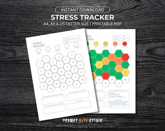 Printable Stress Tracker: Mood, Triggers, Self-Care Log (A4/A5/US Letter PDF Download)