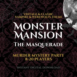 8-20 Player Murder Mystery Game for Adults, Halloween Monster Murder Mysteries Games, Fun Themed Whodunit Dinner Party, Printable DIY Kit