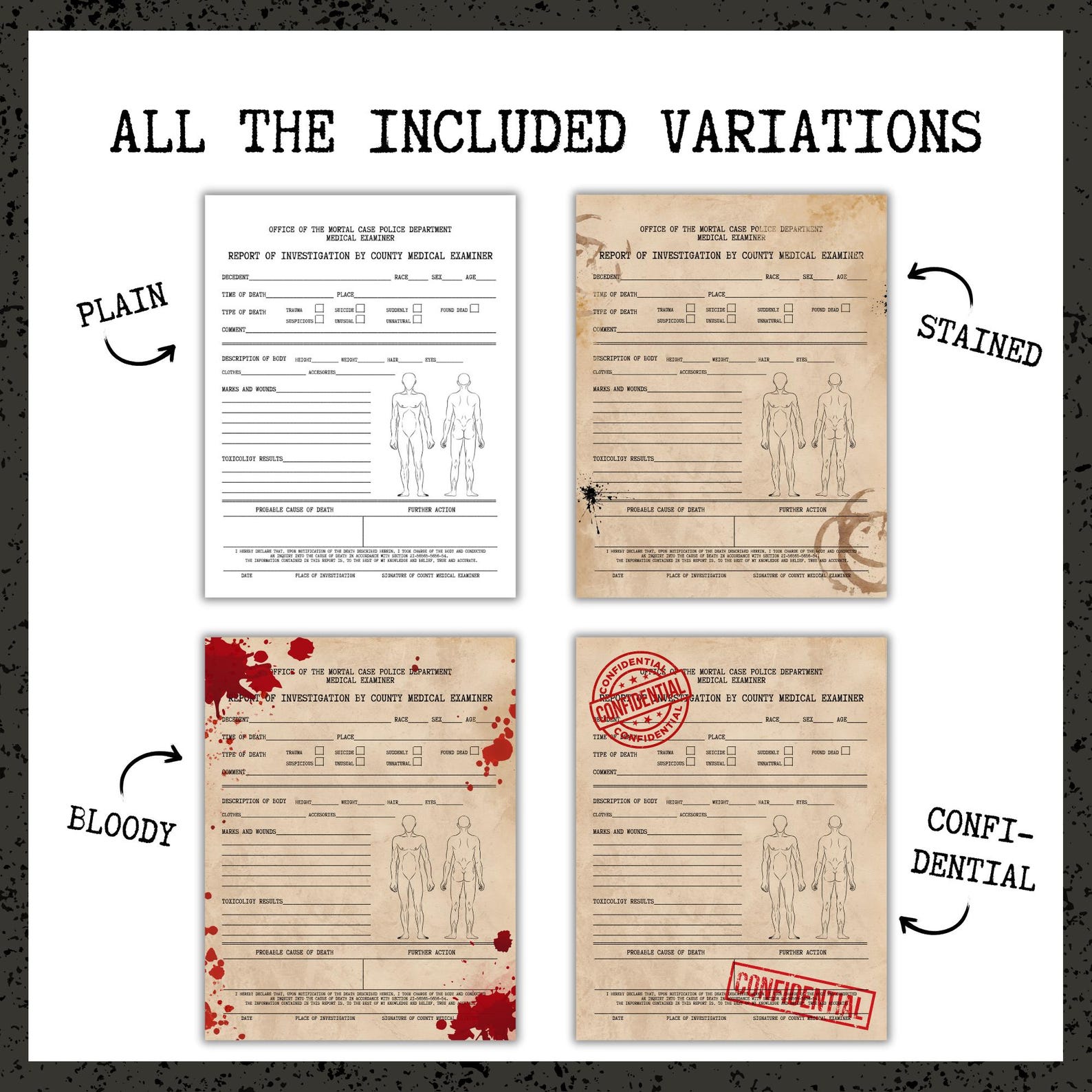 Autopsy Report Template for Murder Mystery Game, Police Evidence Prop ...