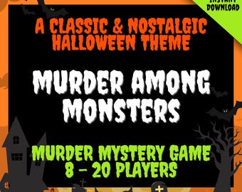 8-20 Player Halloween Themed Murder Mystery Party Game for Adults, Fun Nostalgic Monster Game, Printable Kit, Classic Whodunit Dinner Party