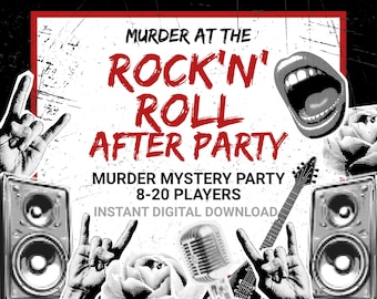 8-20 Player Rock'n'Roll Party Murder Mystery Game for Adults, Fun Multiple Murder Mingle Game, Printable Kit, Rock and Roll Music Whodunit