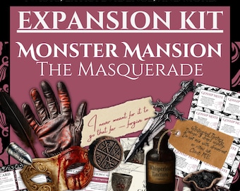 EXPANSION KIT for Monster Mansion: The Masquerade, A Murder Mystery Game for Adults, Fun Themed Murder Mysteries Games, Printable DIY Kit