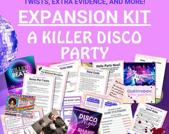 EXPANSION KIT for A Killer Disco Party, 1970&#39;s themed Murder Mystery Game for Adults, Print at Home Party Kit, Instant Digital Download PDF