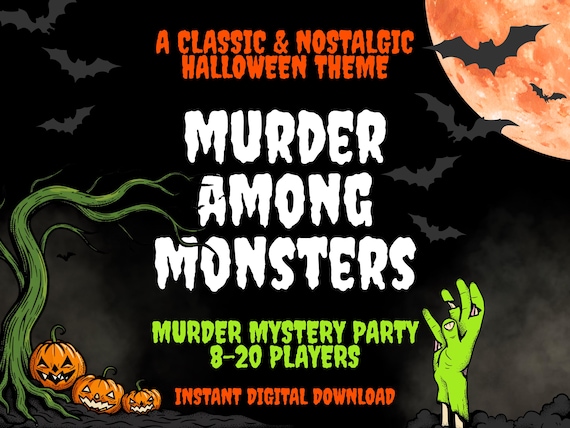 8-20 Player Halloween Themed Murder Mystery Party Game for Adults, Fun Nostalgic Monster Game, Printable Kit, Classic Whodunit Dinner Party