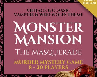 8-20 Player Murder Mystery Game for Adults, Halloween Monster Murder Mysteries Games, Fun Themed Whodunit Dinner Party, Printable DIY Kit