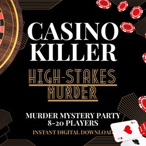 8-20 Player Casino Party Murder Mystery Game for Adults, Fun Multiple Murder Mingling Game, Printable Kit, Vegas Theme Whodunit Dinner Party