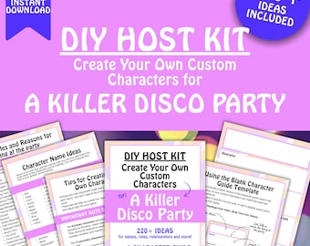 DIY Host Kit for creating Extra Custom Characters for the murder mystery game A Killer Disco Party, Custom Template, Digital Download PDF