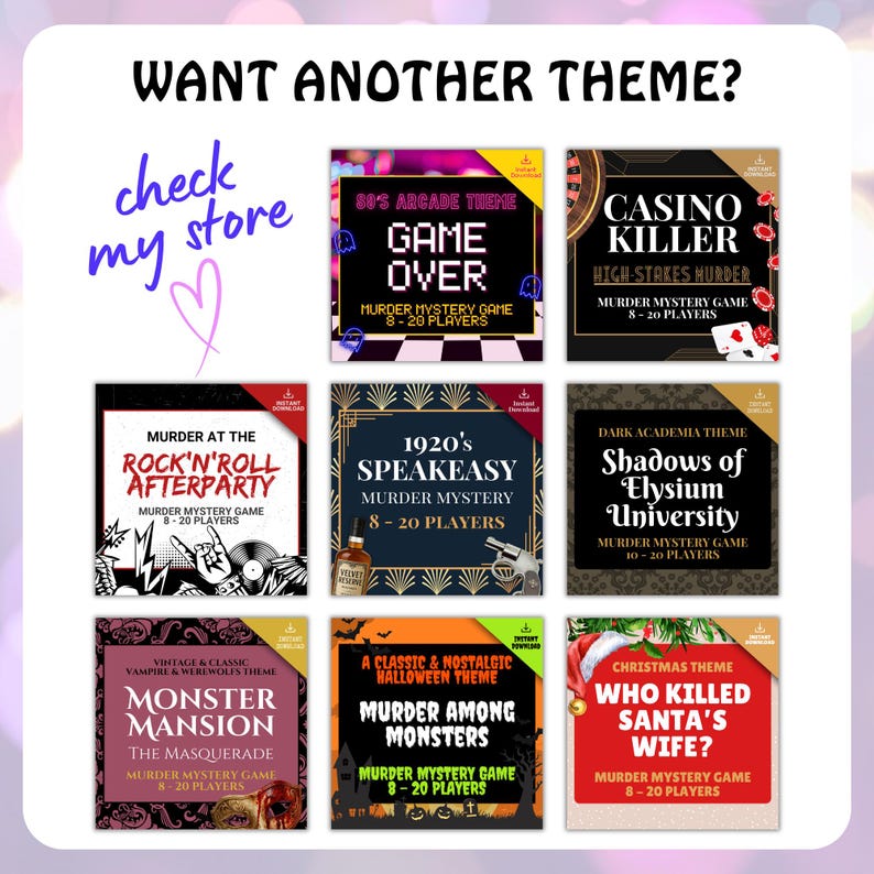 8-20 Player Disco Party Murder Mystery Game for Adults, Fun Multiple Murder Mingling Game, Printable Kit, 1970s Theme Whodunit Dinner Party image 20