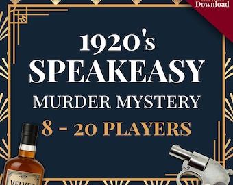 8-20 Player Speakeasy Murder Mystery Game for Adults, Fun Multiple Murder Mingling Game, Printable Kit, 1920's Theme Whodunit Dinner Party