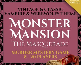 8-20 Player Murder Mystery Game for Adults, Halloween Monster Murder Mysteries Games, Fun Themed Whodunit Dinner Party, Printable DIY Kit