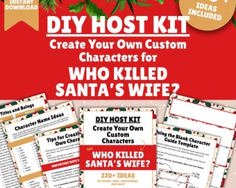 DIY Host Kit for creating Extra Custom Characters for the murder mystery game Who Killed Santa&#39;s Wife?, Instant Digital Download PDF