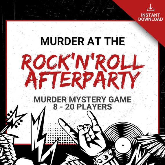 8-20 Player Rock'n'Roll Party Murder Mystery Game for Adults, Fun Multiple Murder Mingle Game, Printable Kit, Rock and Roll Music Whodunit
