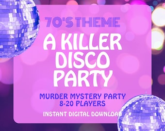 8-20 Player Disco Party Murder Mystery Game for Adults, Fun Multiple Murder Mingling Game, Printable Kit, 1970s Theme Whodunit Dinner Party