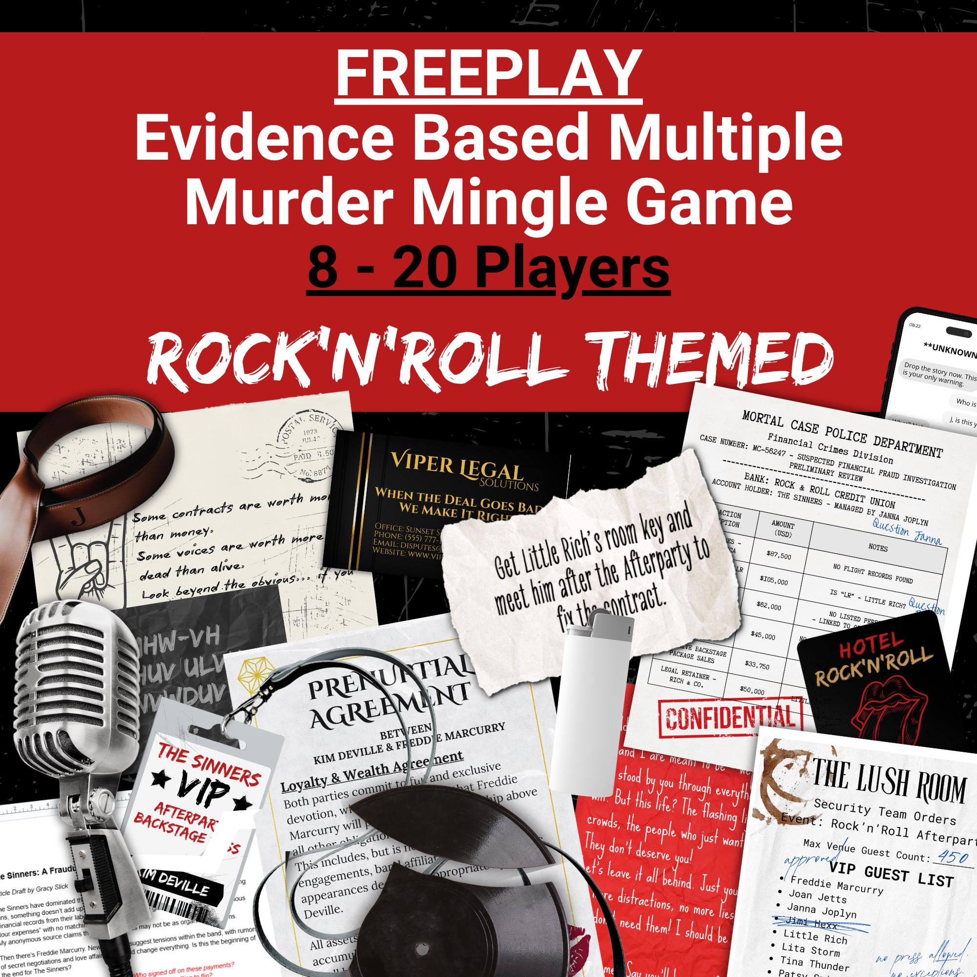 8-20 Player Rock'n'roll Party Murder Mystery Game for Adults, Fun ...
