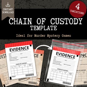Evidence Chain of Custody Template for Murder Mystery Game, Police Evidence Prop, Authentic Crime Documents, Printable PDF, Digital Download