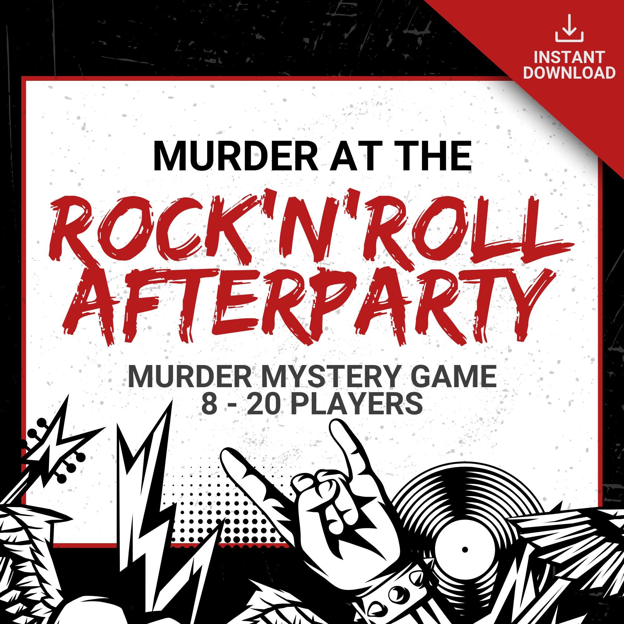 8-20 Player Rock'n'Roll Party Murder Mystery Game for Adults, Fun Multiple Murder Mingle Game, Printable Kit, Rock and Roll Music Whodunit